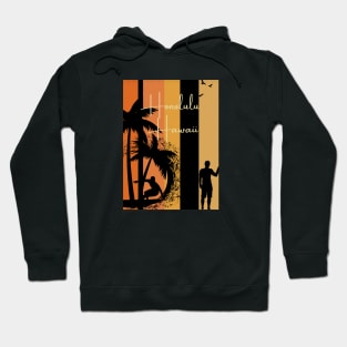 Honolulu Hawaii palm tree surfer design Hoodie